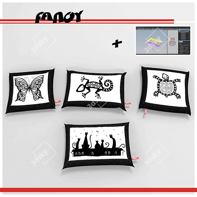 Elegant Accents: Fancy Pillows 3D model image 1