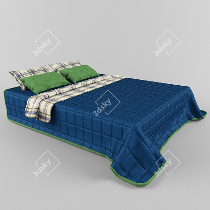 Luxury Bedding Set: Cozy Throw & Cushions 3D model image 1