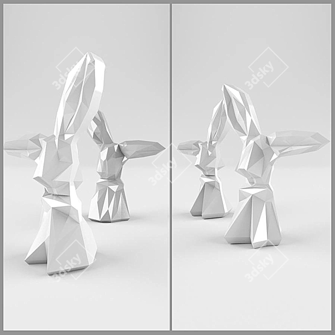 Symmetrical and Simplistic Hare Decor 3D model image 1