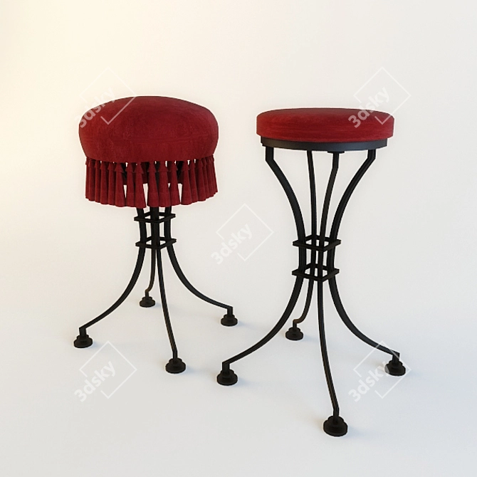 Elegant Iron Barstool 3D model image 1