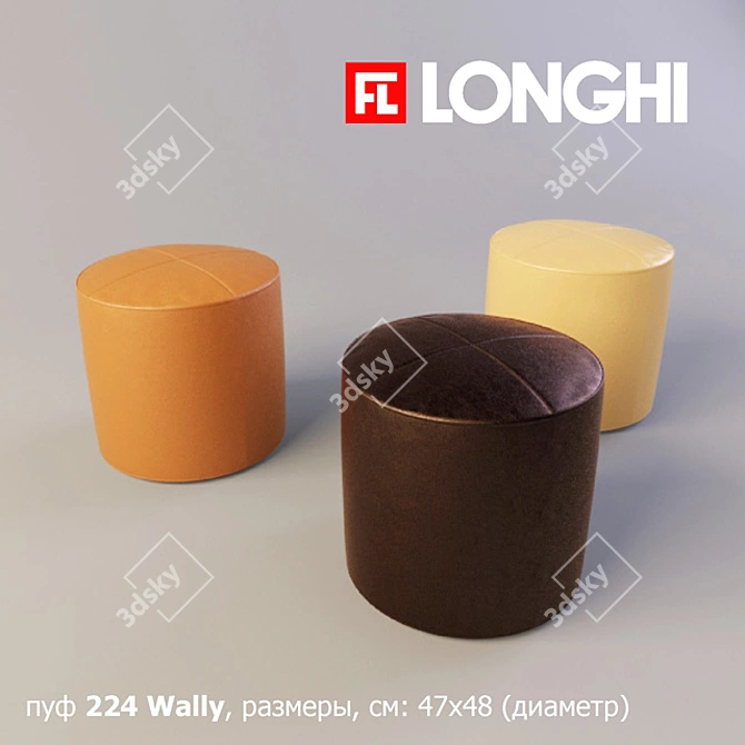 Wally Round Pouf 3D model image 1