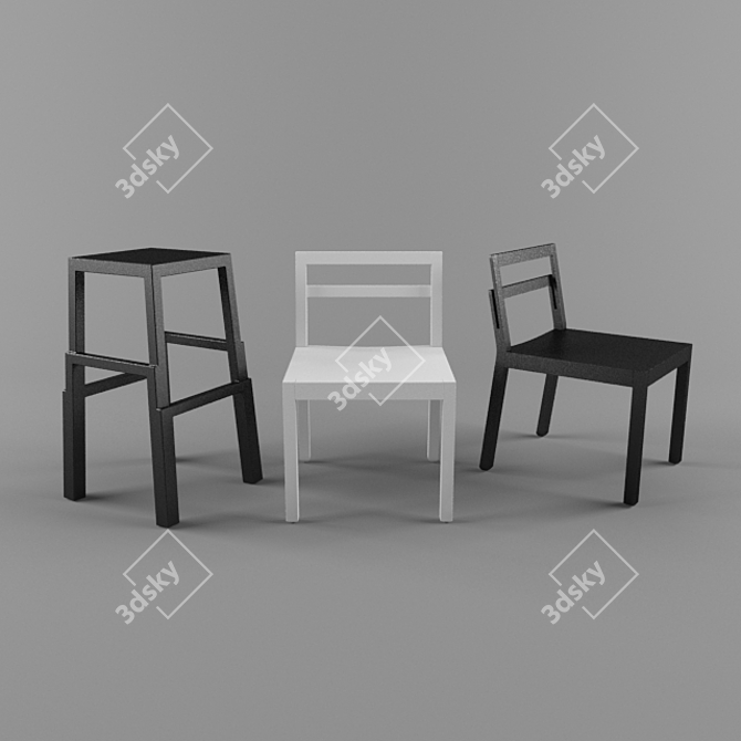 Sleek Minimalist Chairs 3D model image 1