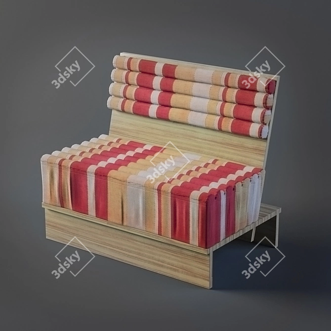 Striped Fabric Wood Sofa 3D model image 1