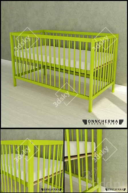 Sleek and Modern Ikea Crib 3D model image 1