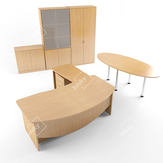 Executive Office Furniture Set 3D model image 1