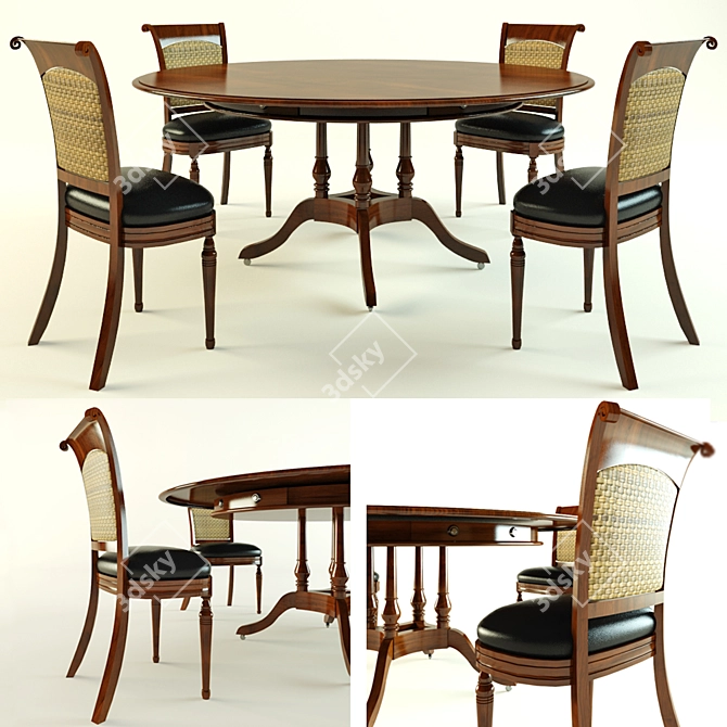 Outdoor Dining Set: Table and Chairs 3D model image 1