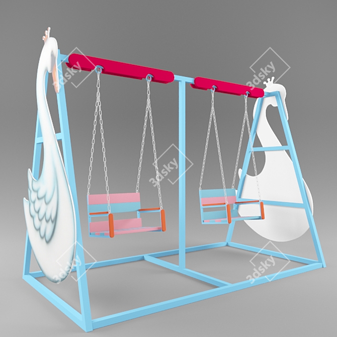 Playful Swans Swing 3D model image 1