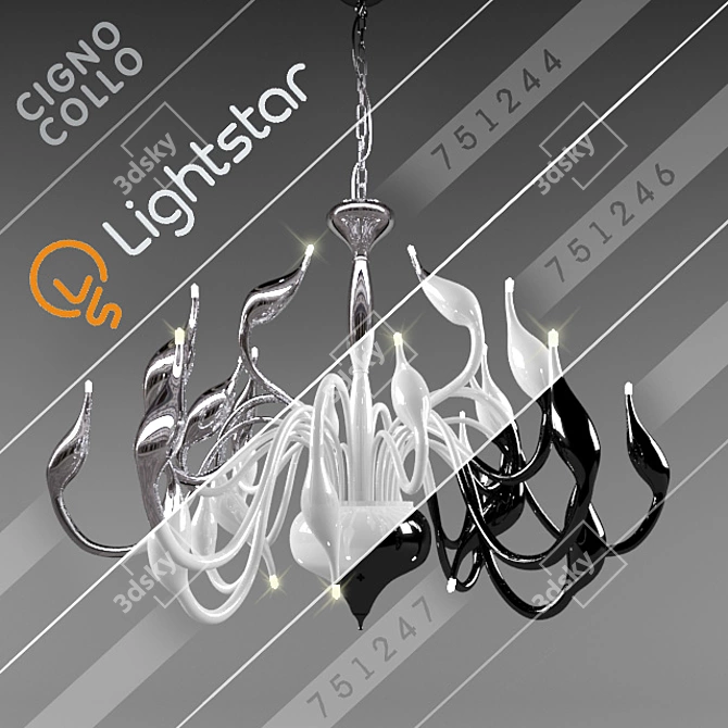 LightStar Cigno Collo Pendant: Sleek Modern Design 3D model image 1