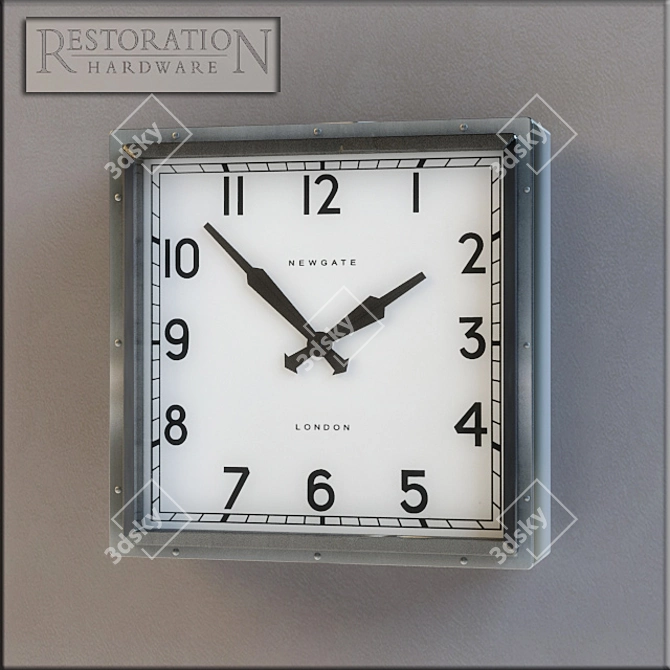 Vintage London Clock: Industrial Art-Deco 3D model image 1