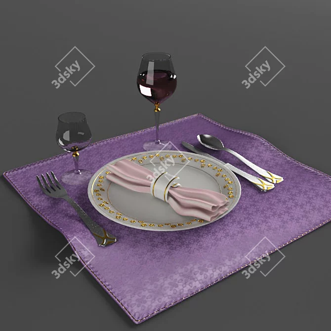 Elegant Table Setting Set 3D model image 1