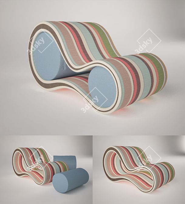 Cozy Armchair with Ottoman 3D model image 1