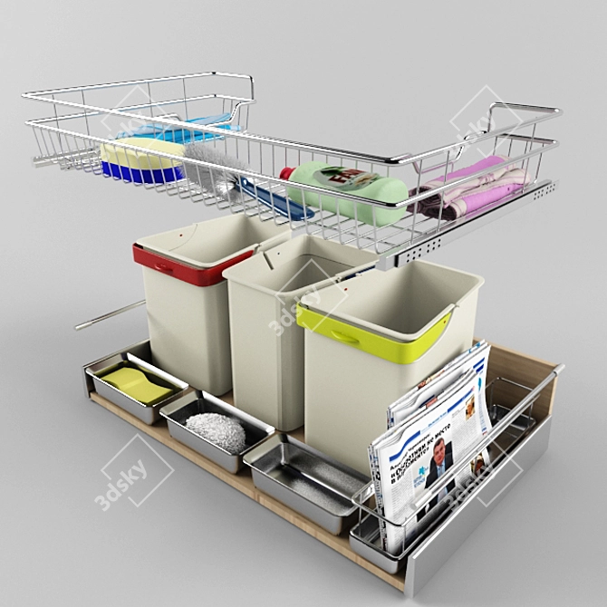 INOXA Under Sink Basket: Maximize Storage Space 3D model image 1