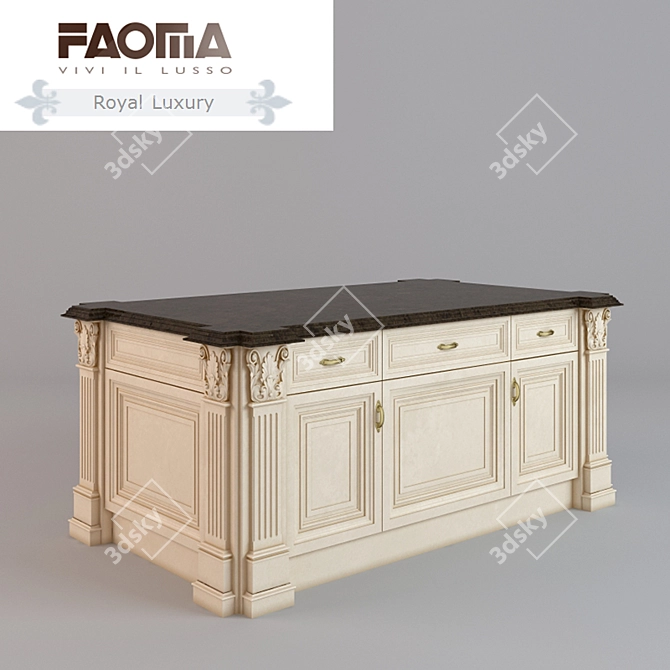 Royal Luxury Kitchen Island: Italian Elegance 3D model image 1