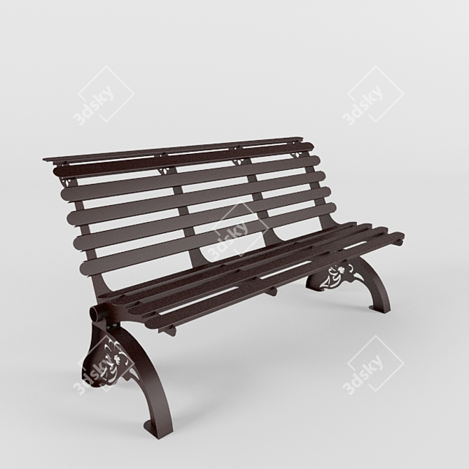 Metal Outdoor Bench 3D model image 1