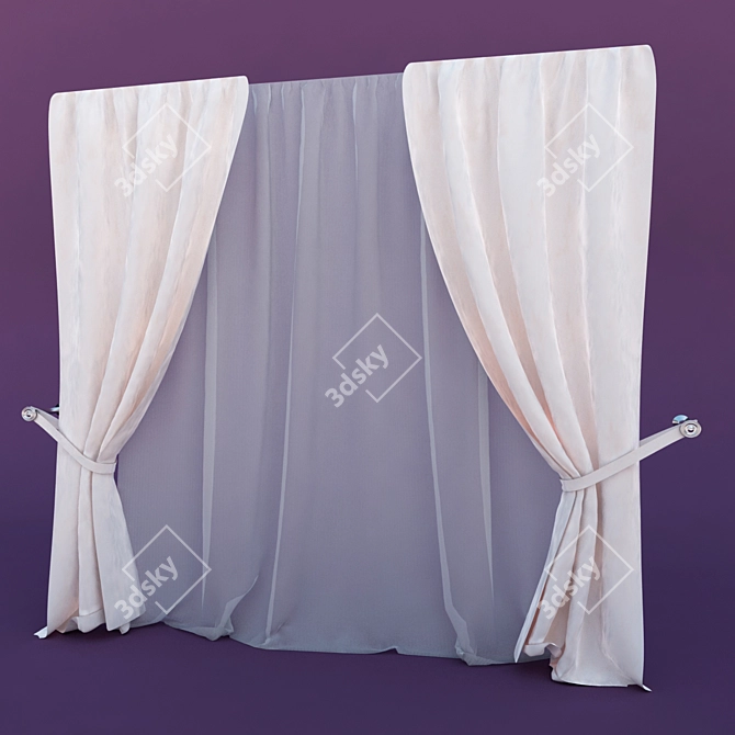 Versatile Tie-Up Curtains 3D model image 1