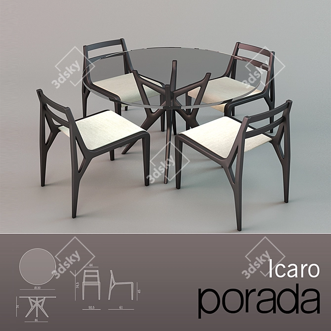 Elegant Icaro 1 Dining Set 3D model image 1