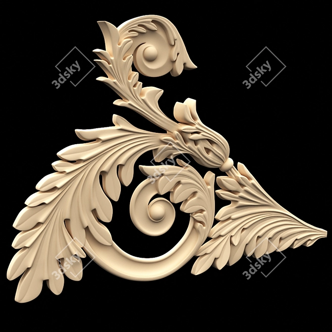 Elegant Plaster Ornament 3D model image 1