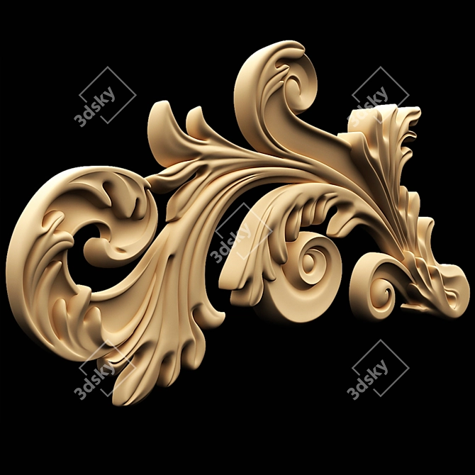 Elegant Plaster Ornament 3D model image 1