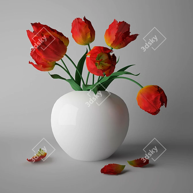 Blossoming Beauty: Vibrant Tulip Bouquet 3D model image 1