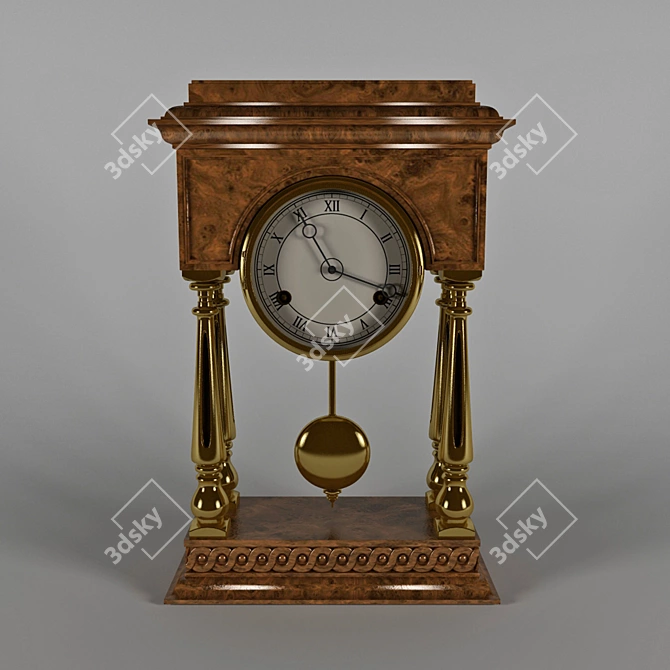 Classic Table Clock with Pendulum 3D model image 1