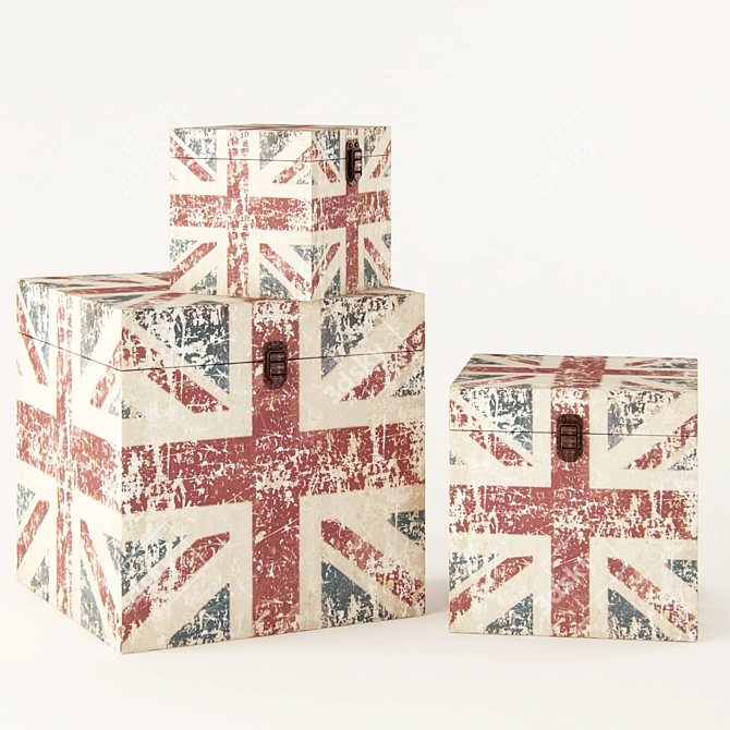 British Flag Antique Chests 3D model image 1