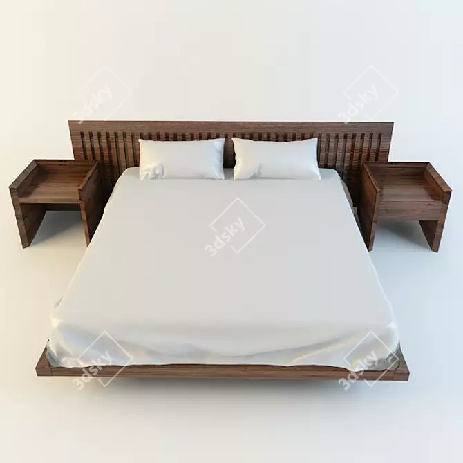 Elegant Wood Bed: Riva 1920 3D model image 1