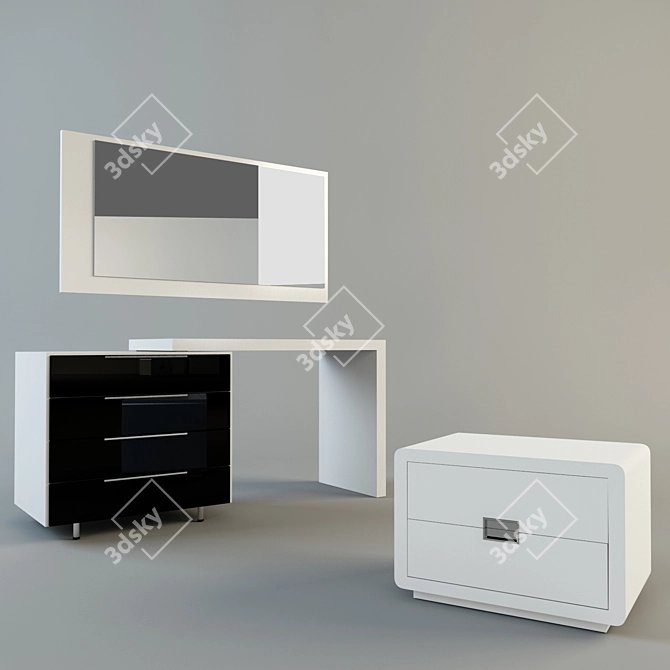 Stylish Vanity Set & Nightstand 3D model image 1