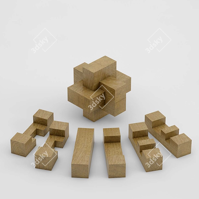 Wooden Block Puzzle: Challenging Mind Teaser 3D model image 1