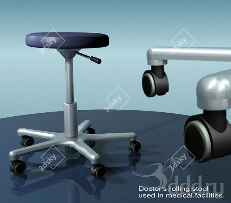 Medical Rolling Stool 3D model image 1