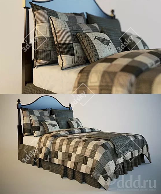 Rustic Retreat Bed 3D model image 1