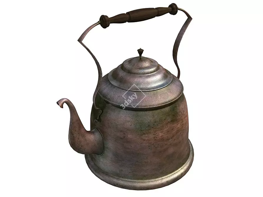 Vintage Charm: Distressed Antique Teapot 3D model image 1