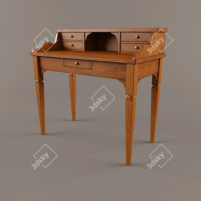 Elegant Walnut Writing Desk 3D model image 1