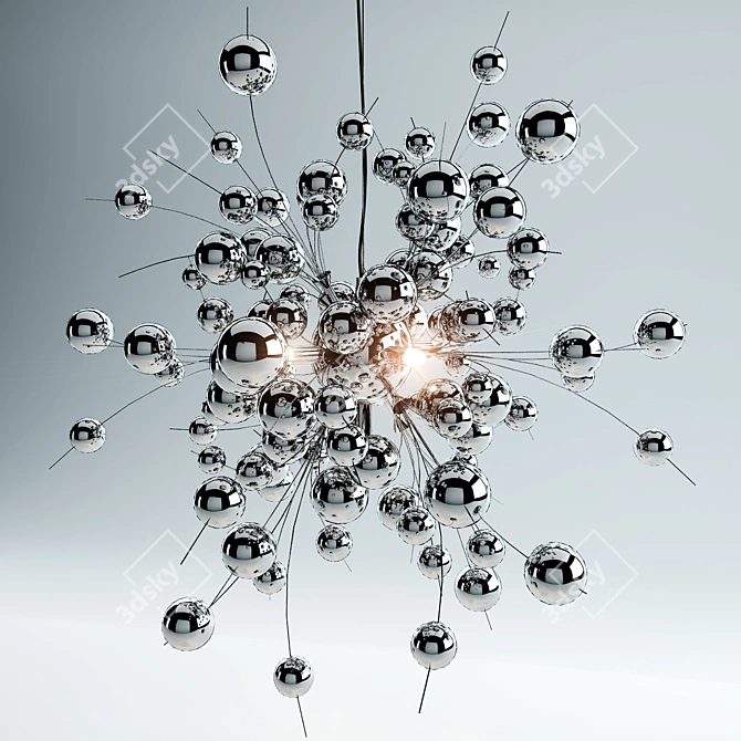 Stylish Chrome Pendant Light 3D model image 1