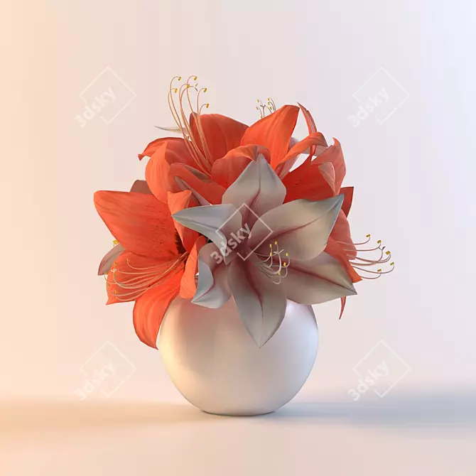 Elegant Amaryllis Bouquet 3D model image 1