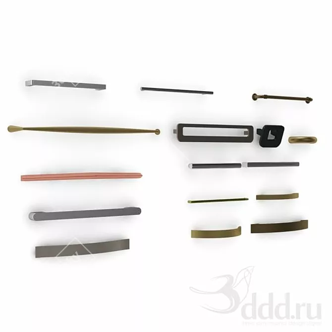 Modern Metal Furniture Handle 3D model image 1