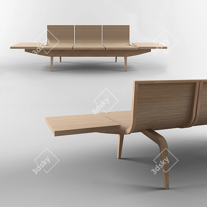 Trifecta Bench: Sleek Design 3D model image 1