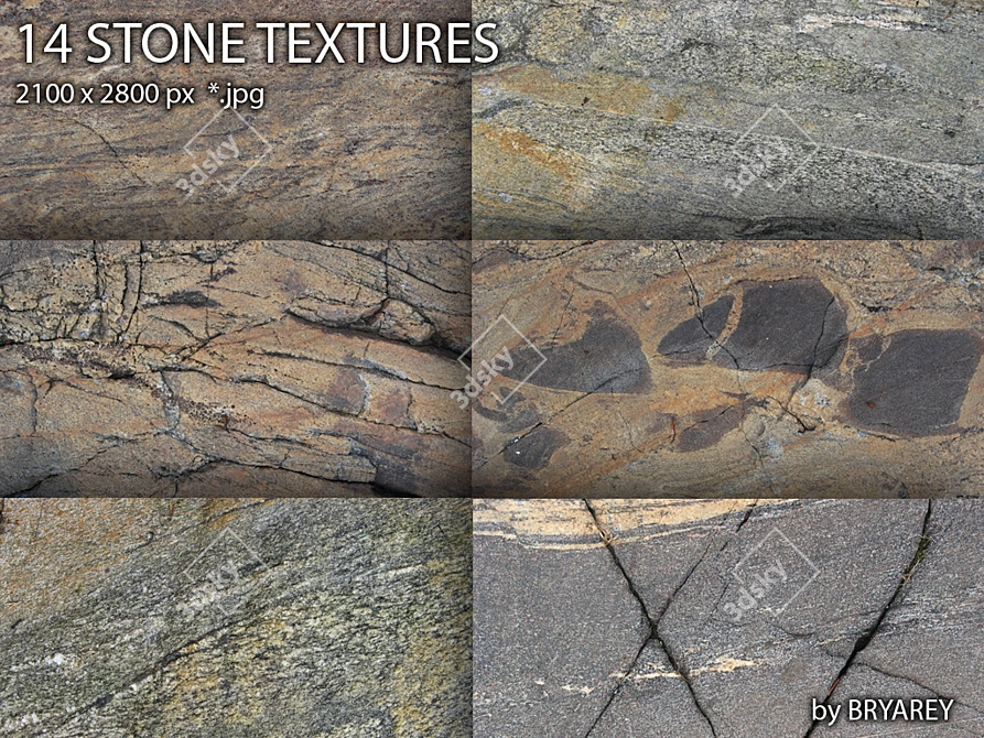 Karelian Stone Collection: 14 Authentic Textures 3D model image 1