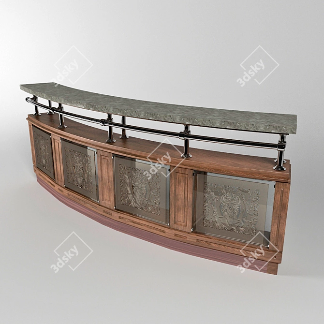 Sleek Half-Round Bar Rack 3D model image 1