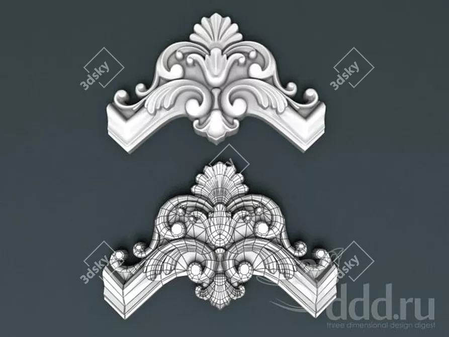 Stunning Stucco Angle Decor 3D model image 1