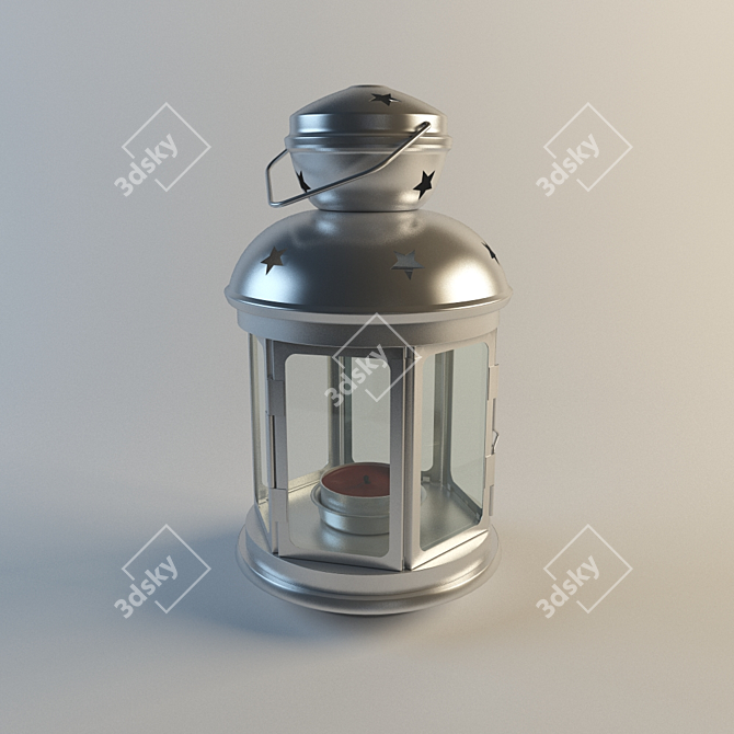 Rothera Candle Lantern, Zinc-Plated 3D model image 1