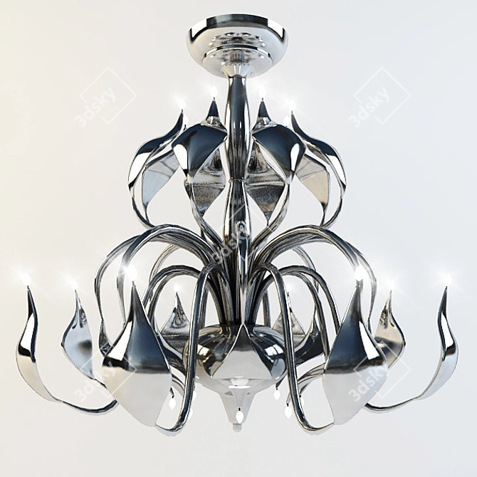 Modern Chrome Chandelier 3D model image 1