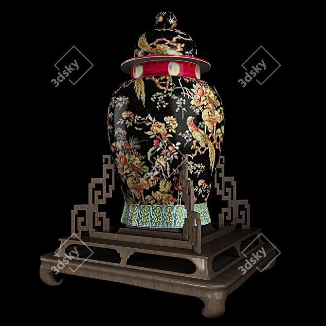 Title: Chinese Style Floor Vase 3D model image 1