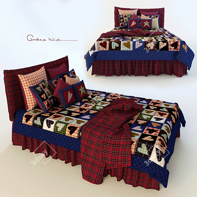 Patchwork Kids Bed 3D model image 1