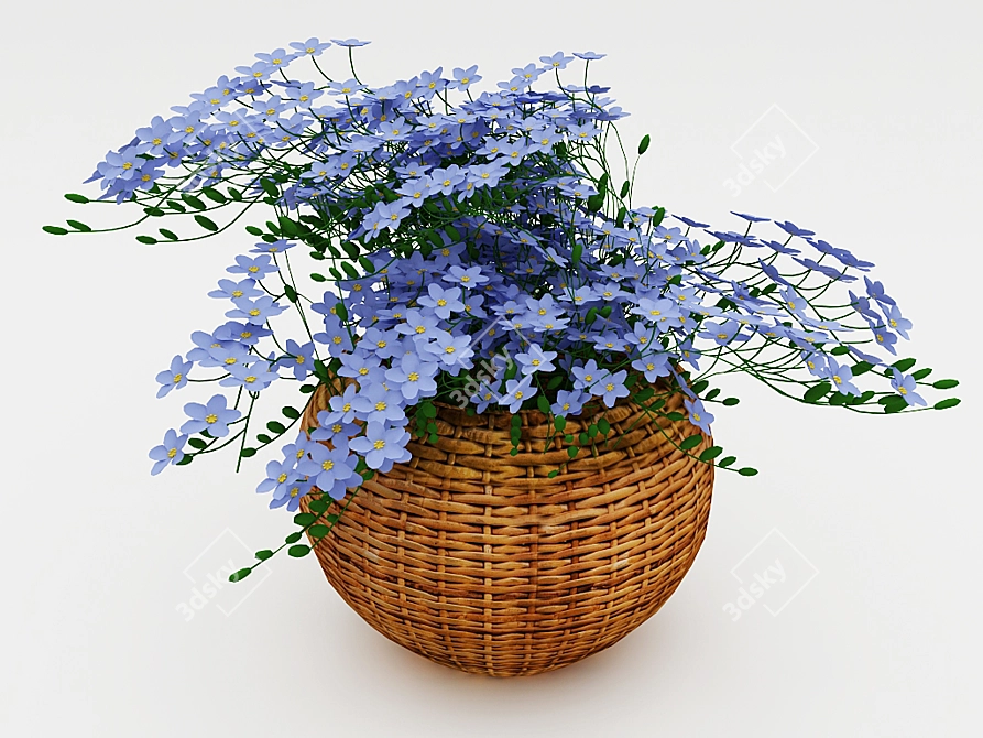 Provence-inspired Basket of Blooms 3D model image 1