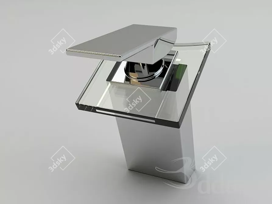 Sleek Chrome Bathroom Faucet 3D model image 1