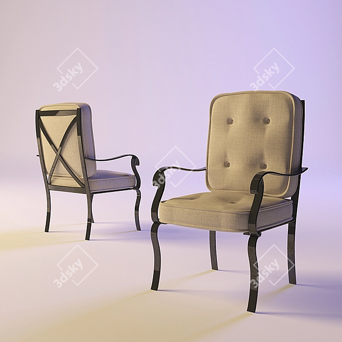 Cozy Cushioned Garden Chair 3D model image 1