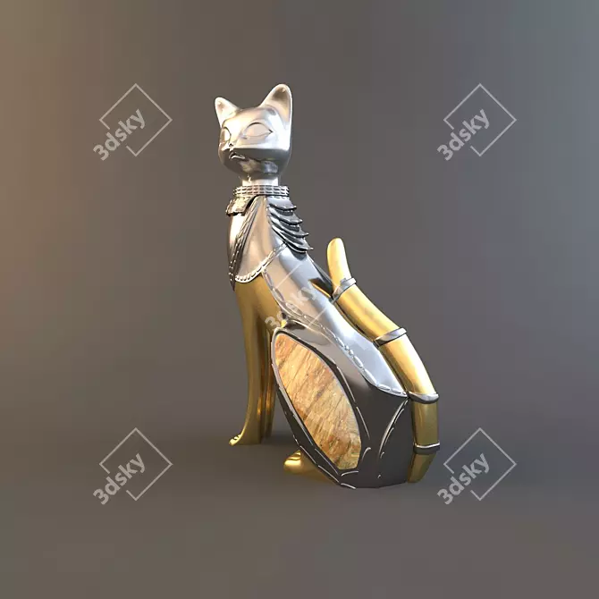 Elegant Cat Figurine - 16x8x26cm 3D model image 1