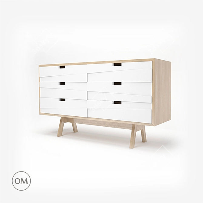 Elegant Wooden Chest of Drawers 3D model image 1