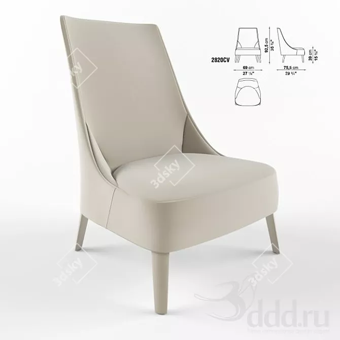 Elegant Maxalto Febo Armchair 3D model image 1