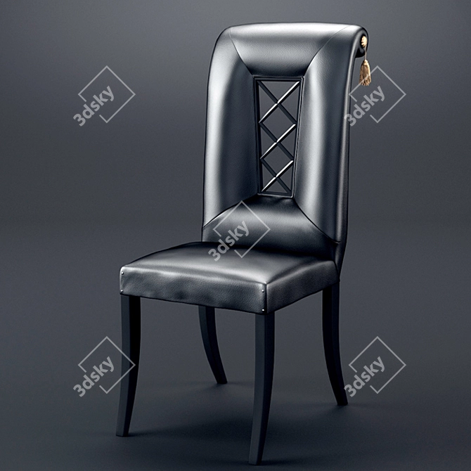 Elegant Black Leather Chair 3D model image 1